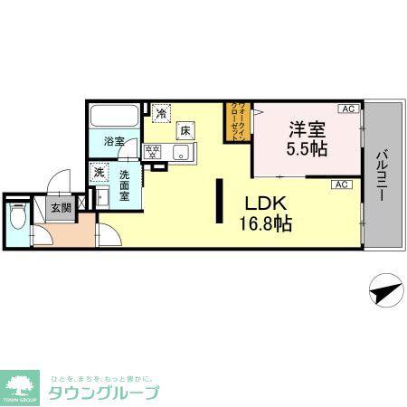 D-RESIDENCE稲城(1LDK/1階)の間取り写真