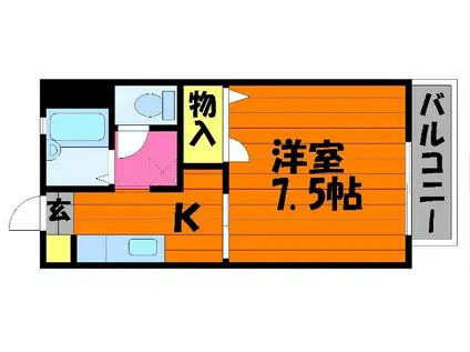 レジデンス稲荷(1K/2階)の間取り写真