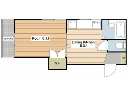 ロイヤルハイツ(1DK/1階)の間取り写真