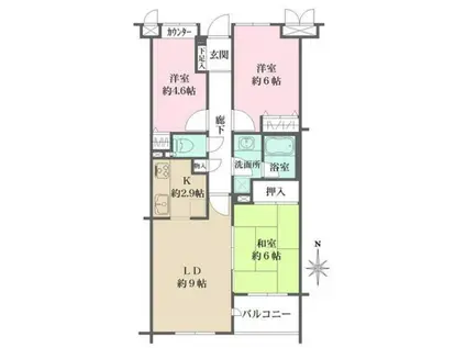 井草パークハウス(3LDK/4階)の間取り写真