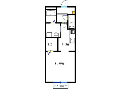 ラ・ルーチェ(1K/2階)の間取り写真