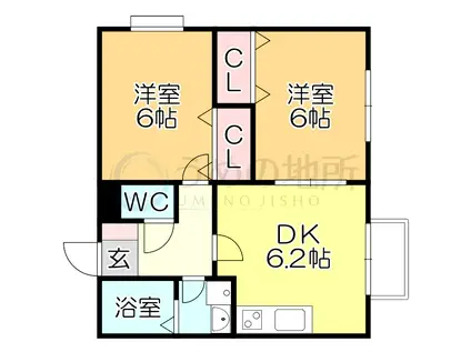 シャルム津福(2DK/2階)の間取り写真