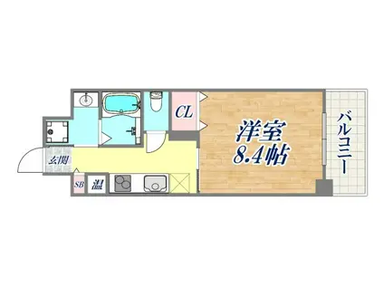 WILLDO浜崎通(1K/2階)の間取り写真