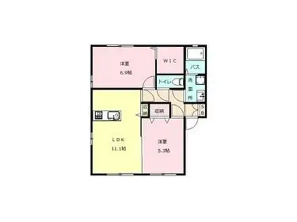 ラ・プレミールB(2LDK/1階)の間取り写真