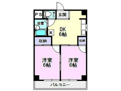 エムズハウス栄(2DK/6階)の間取り写真