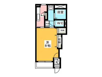 ドミール富貴(1K/2階)の間取り写真