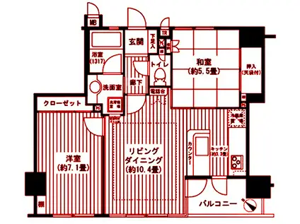 エルズ横濱(2LDK/7階)の間取り写真