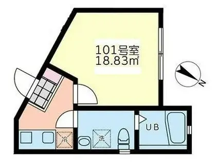 モンステラ羽沢(1K/1階)の間取り写真