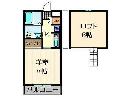 ヴィバーチェ千住(1K/3階)の間取り写真