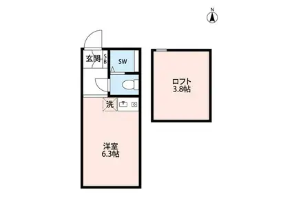 ユナイト和田町ロートレック・オペラ(ワンルーム/2階)の間取り写真