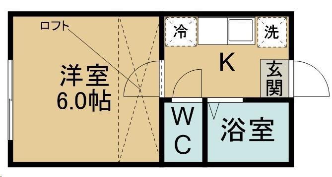 ハイネス一高南(1K/1階)の間取り写真