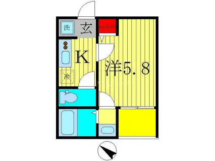 ベルメント東平賀(1K/2階)の間取り写真