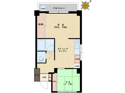 奥神楽坂リバージュ(2DK/3階)の間取り写真