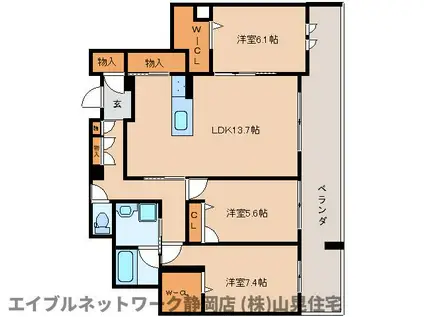 パークサイドレジデンス水落(3LDK/1階)の間取り写真