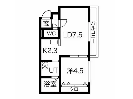 バルボーニN17(1LDK/4階)の間取り写真