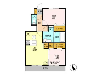 シエル エトワール A(2LDK/1階)の間取り写真