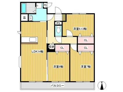 アーバンドエル(3LDK/4階)の間取り写真