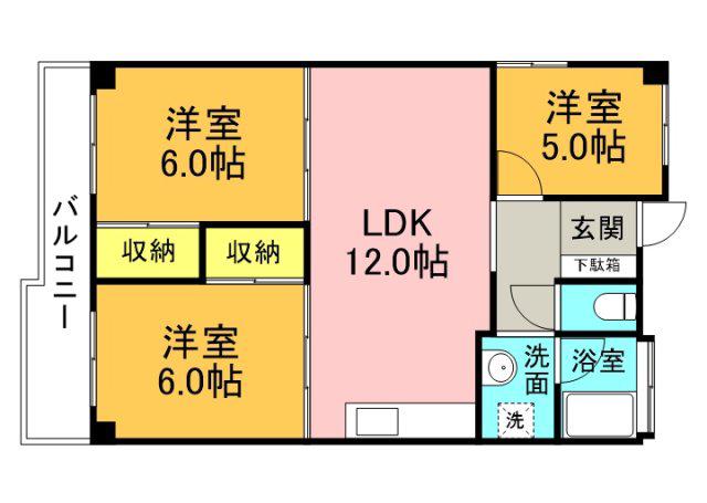 ふたばハイツ(3LDK/2階)の間取り写真