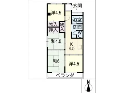 豊福第一マンション(4K/5階)の間取り写真