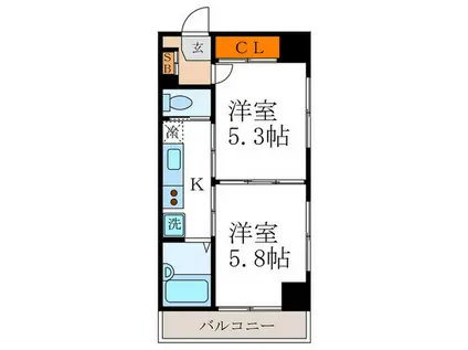 KUSHIGE GOJO(2K/6階)の間取り写真