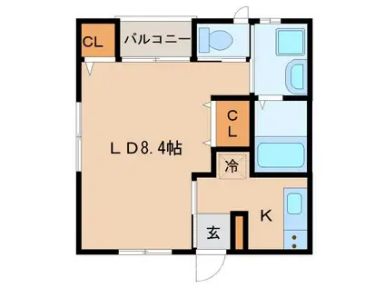 ONE CUBE(1K/2階)の間取り写真