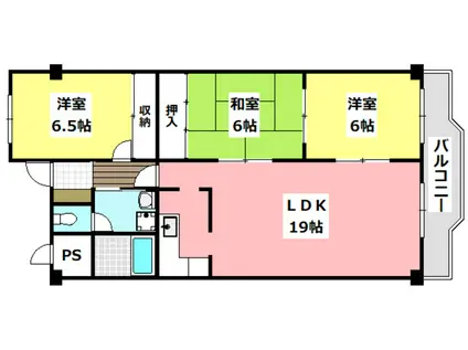 白川高層11棟(3LDK/3階)の間取り写真