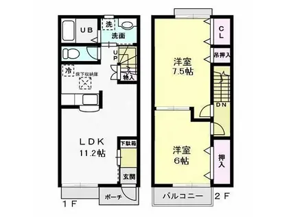 カーサボヌール I(2LDK/1階)の間取り写真