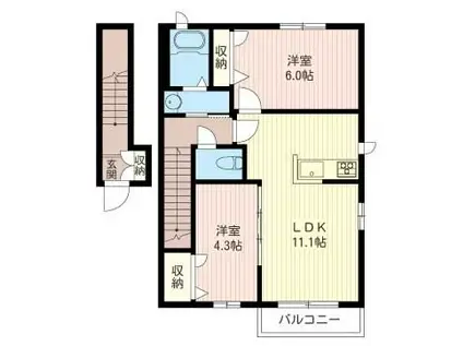 シャーメゾンパークエヌ(2LDK/2階)の間取り写真