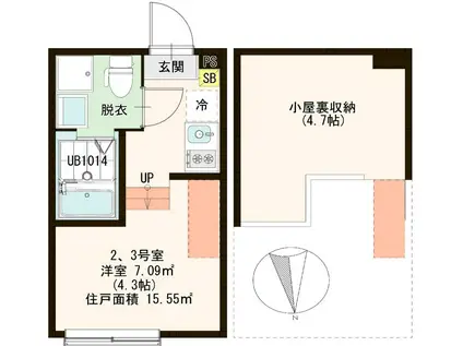 HERMITAGE(ワンルーム/1階)の間取り写真