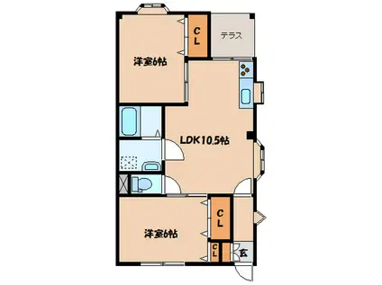 アネックスII(2LDK/1階)の間取り写真