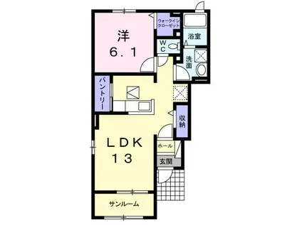 フェリチータA(1LDK/1階)の間取り写真