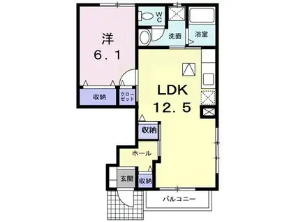 レジデンスF・B(1LDK/1階)の間取り写真