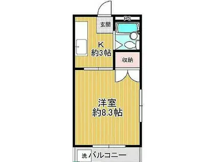 コーポピアIII(1K/3階)の間取り写真