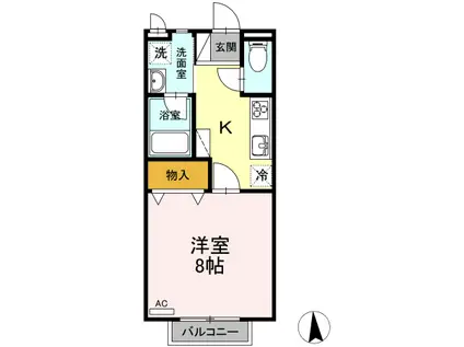 ピュアウィング(1K/1階)の間取り写真