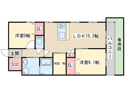 ジャカランダヤード1(2SLDK/2階)の間取り写真