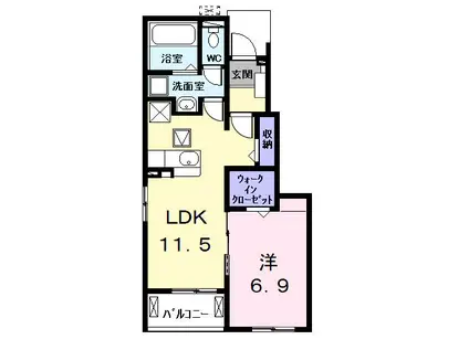 ヒカルサ名古屋港区大西II(1LDK/1階)の間取り写真