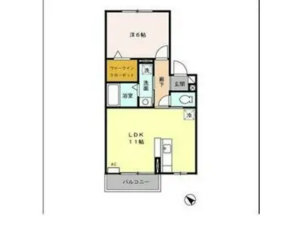 フラワードリーム若宮(1LDK/2階)の間取り写真