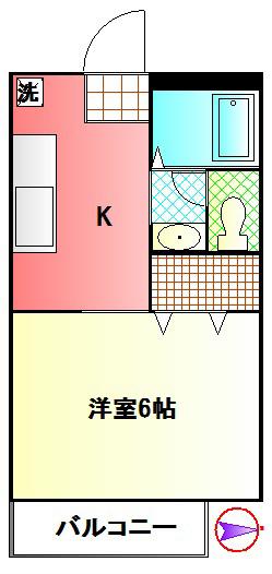メルベーユⅠ(1K/1階)の間取り写真