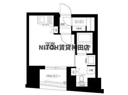 リビオレゾン千代田岩本町ルジェンテ(ワンルーム/14階)の間取り写真