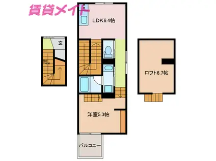 ブルーム ライラック(1LDK/2階)の間取り写真