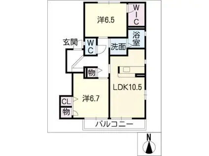 さくら坂 B棟(2LDK/2階)の間取り写真