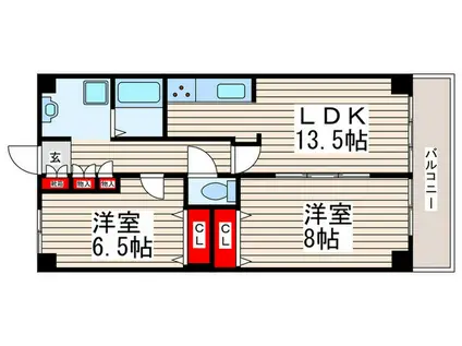 グロリア参番館(2LDK/7階)の間取り写真