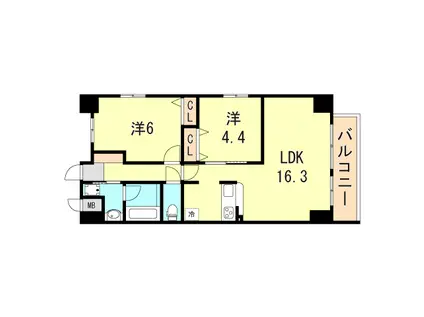 CREER RIVIEREIII(2LDK/9階)の間取り写真