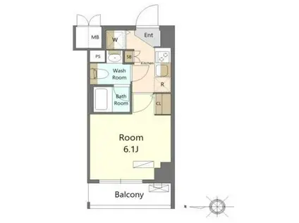 SHOKEN RESIDENCE新丸子II(1K/6階)の間取り写真