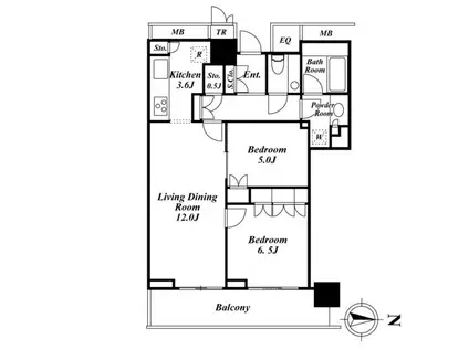 ザ・パークハウス晴海タワーズKR(2LDK/38階)の間取り写真