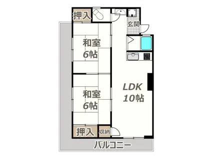 文の里 コーポ(2LDK/4階)の間取り写真