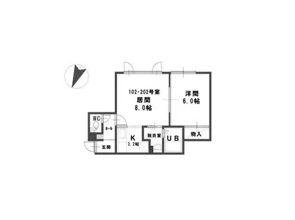 ルミエール白石中央(1LDK/2階)の間取り写真