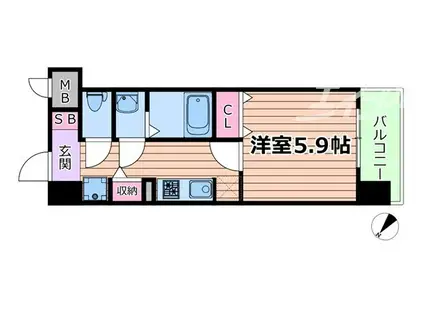 ジオエント福島野田レジデンス(1K/4階)の間取り写真