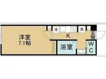 メゾンシュシュ桜ケ丘(1K/1階)の間取り写真