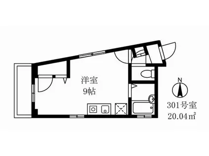 エストバレー(ワンルーム/3階)の間取り写真